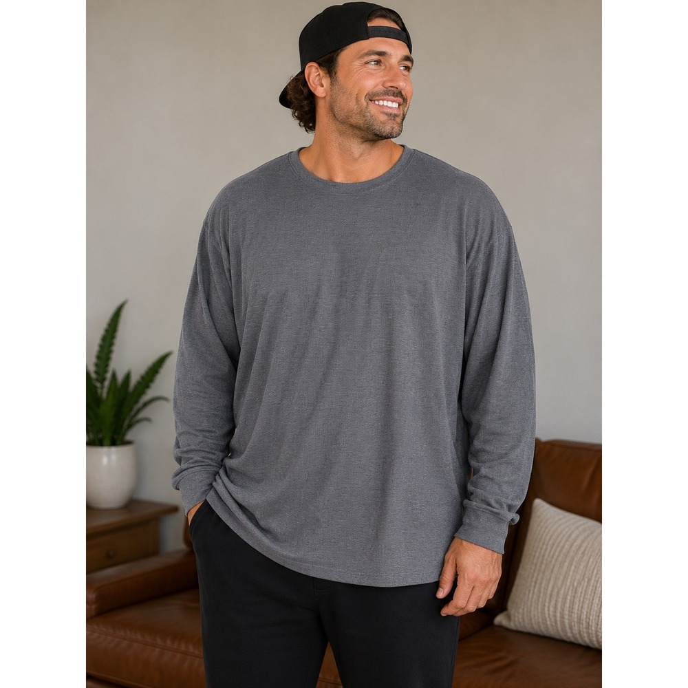 Open Trails Mens 2XL Charcoal Gray Waffle Knit Thermal Long Sleeve Shirt